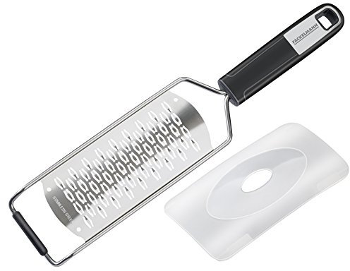 FACKELMANN Handreibe 2-Wege 30 cm SENSE mit scharfer 2-Wege Reibefläche, Hobel mit rutschfestem Soft-Touch-Griff, inkl. Klingenschutz (Farbe: Silber/Schwarz), Menge: 1 Stück