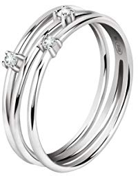 Bluespirit Anello da donna, Collezione ESSENTIAL, in Argento 925 rodiato, Zirconi - P.25R203000718