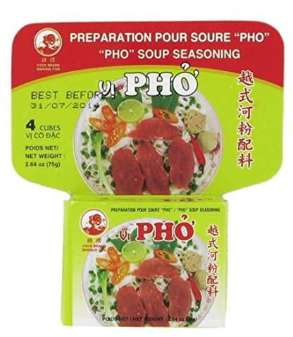 Assaisonnement pour soupe Pho Cock / Épices en cubes - Lot de 10x75g - Cubes de bouillon, aide à la préparation du bouillon (Lot de 10 boîtes x 4 cubes)