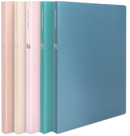 Comix A4 Display Books 20 Pockets Display Folders with Plastic Sleeves, a4 Document Folders with Plastic Pockets, Morandi Color Presentation Project Folder for Office,Home,School, Pack of 5 (5 colour)