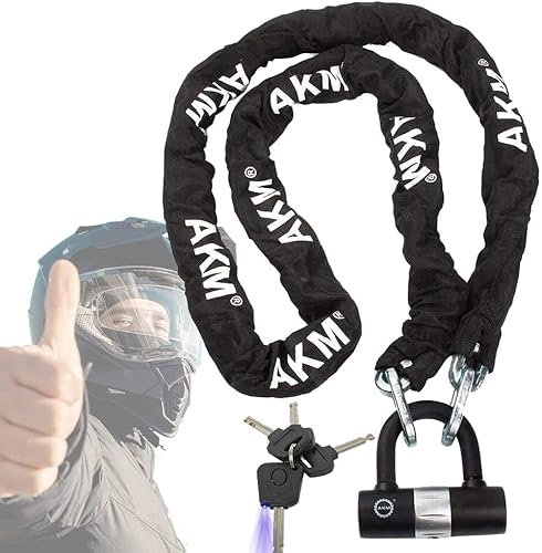 Anti-Diebstahl-Motorrad-Kettenschloss, 6.56feet/200cm lang, Robuste Fahrradkettenschlösser, 10mm Dicke Kette mit 4 Sicherheitsknöpfe 16mm U-Schloss Scheibenschloss Es Ist Schwarz
