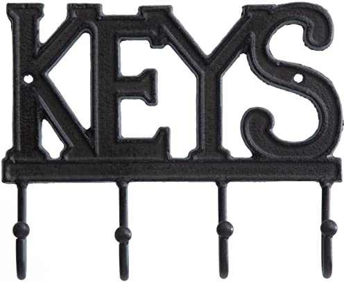 FairyCity Key Holder Wall Mounted Key Hooks for Wall Decorative with 4 Hooks Metal Key Organizer Rack Hanger for Entryway, Front Door, Hallway, Office with Screws and Anchors (6008Black)