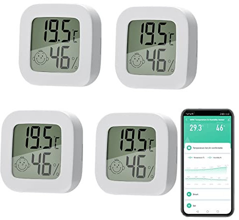Zecamin Thermomètre Intérieur Mini, Humidité D'air Numérique, Hygromètre, Haute Précision, 4 Unités