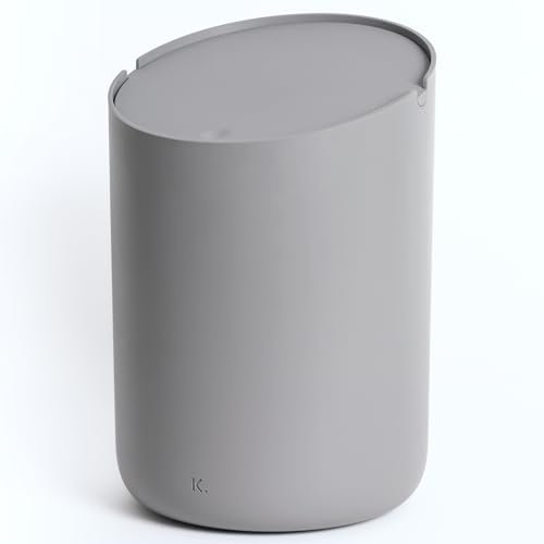 Kazai.® Cestino Bagno Piccolo 'Tove' - 1,5L | Esclusivo Mini Cestino di Design da Berlino | Pattumiera da Tavolo per Bagno, Cucina & Scrivania | Antiscivolo, Secchio Interno | Grigio scuro