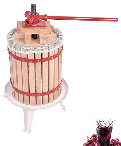 YZNAHRE 18L Obstpresse Apfelpresse Fruchtpresse manuell Weinpresse Holz inkl.Presstuch für Selbst Gemachten Natürlichen Saft, Traube, Beere, Apfel