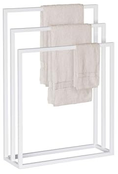 Stabiler Handtuchständer Handtuchhalter 2 oder 3 Arme schwarz Weiss - Keine Montage nötig - Kleiderständer (Weiss, 3 Arme)