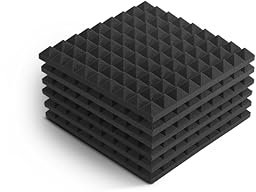 FLYFOAM | Pannello Fonoassorbente Piramidale in Poliuretano Espanso, 6 Pezzi da 50x50x5 cm, Materiale D18, Prestazioni Elevate per Assorbimento e Isolamento Acustico, Prodotto Made in Italy