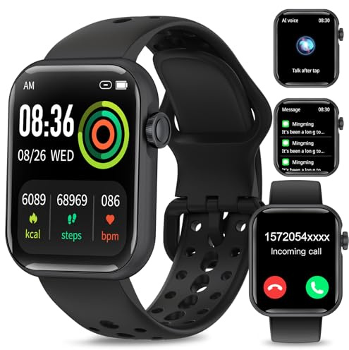 Efolen Smart Watch for Women Men, Bluetooth Call/Voice Assistant, 1.83 Fitness Watch with Heart Rate SpO2 Sleep Monitor, 100+ Sports Modes Activity Tracker, Step Counter Smartwatch for iOS Android