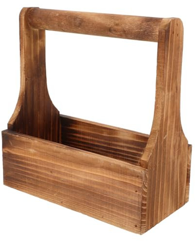 TINEASUR Pflanzkübel Aus Holz Mit Griff Vintage-blumentopf Für Garten Und Balkon Rechteckiger Pflanztopf Für Gemüse Und Sukkulenten