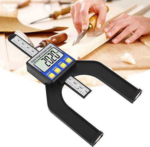 Höhenmesser, Tiefenmesser mit LCD-Display, Tischsägen-Tiefenmesslineal, Höhenmessung für Sägetisch, Dickenmesser, Holzbearbeitungswerkzeug für Frästisch (0-80mm)