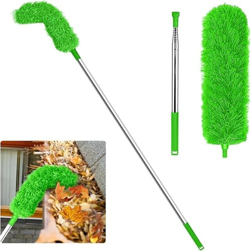 Gutter Cleaner Gutter Cleaning Brush Roofing Tool With Telescopic Extendable Pole 8.2Ft Guard Cleaner Tool Easy Remove Leaves For Cleaning Gutter(Green)
