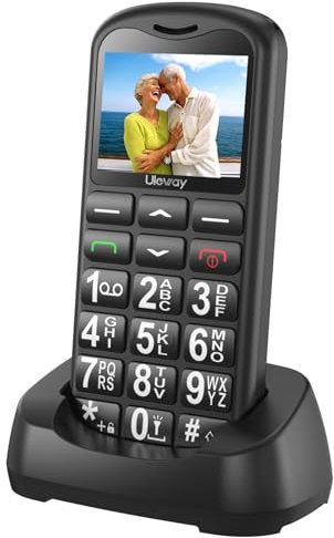 CHAKEYAKE Telefono Cellulare per Persone Anziane, G180 GSM Dual Sim con Tasti Grandi e Facile da Usare | Funzione SOS | Batteria di Grande Capacità | Volume Alto | Base di Ricarica | Nero