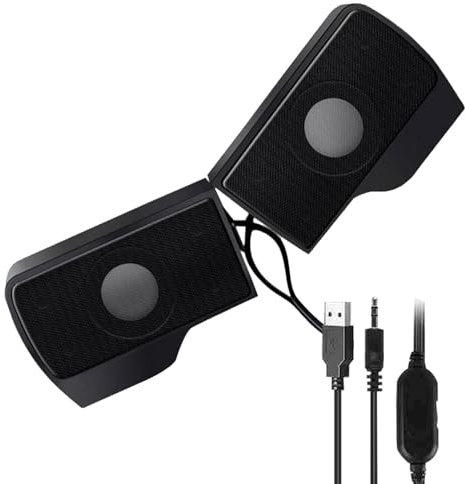 Altoparlante USB a clip – Altoparlanti desktop multimediale, piccola soundbar desktop 2.0 | Altoparlanti esterni audio per laptop, subwoofer a lunga durata, altoparlante