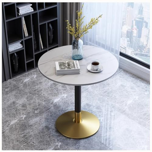 Round Kitchen Dining Table Modern Circular Marble Top Pedestal Table Small 2 - 4 Seater Breakfast Bistro Table With Pedestal Base In Tulip Design For Home Office Living Ro(Size:60CM/23.4',Color:White)