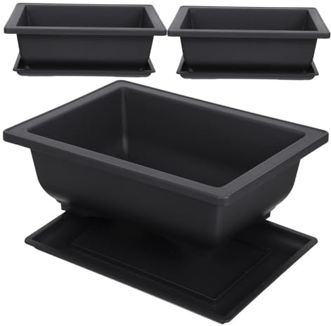 POPETPOP Pots De Fleurs Rectangulaires De Style 6 Pièces en Céramique avec Plateau pour Bonsaï Et