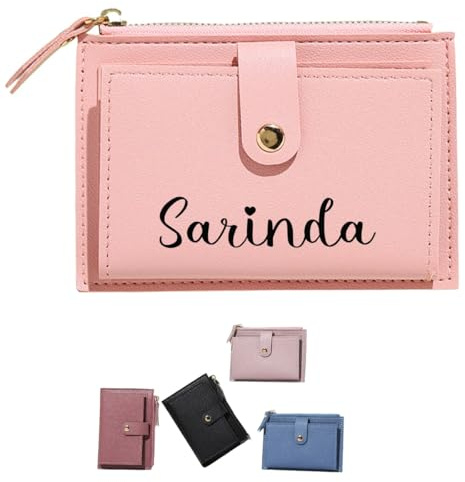 ZZTINGC Monedero Pequeño Personalizado For Mujer con Nombre, Monedero Personalizado con Nombre De Dama De Honor, Regalo del Día De La Madre, Monedero con Titular De Tarjeta De Crédito