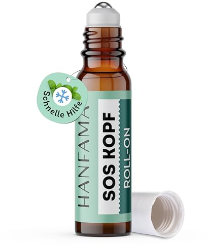 HANFAMA SOS Kopfweh Roll-On für einen klaren Kopf – mit Bio-Hanföl, ätherischen Ölen, Pfefferminzöl & Eukalyptusöl zur Linderung leichter Kopfschmerzen und Anspannung – aus der Steiermark – 10 ml