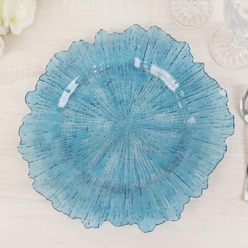 Efavormart 6-Pack 13 Transparent Dusty Blue Reef Charger Plates; Serene Acrylic Underplates for Nautical Events, Seaside Weddings and Coastal Tablescapes
