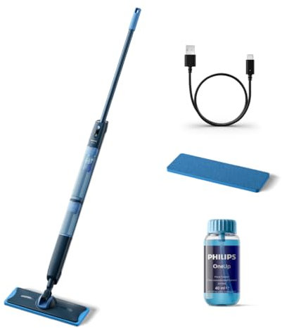 Philips OneUp 5000 Series Electric Mop - 2X Cleaner Floors³, 2X Faster Mopping, Dual Wetness Setting for Hard & Delicate Floors, Cordless with 360° Rotating Hinge (XV5113/01)