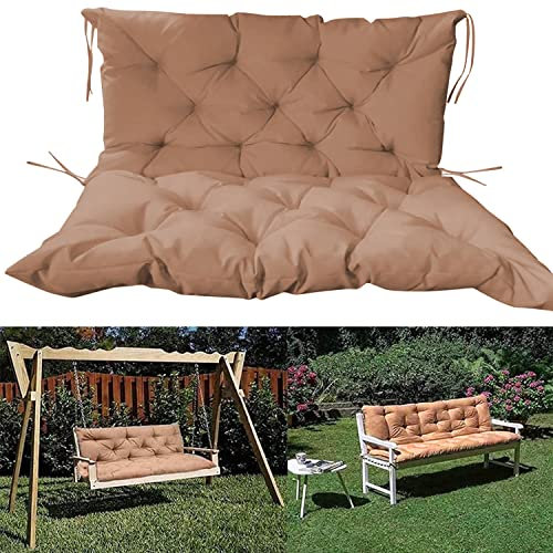 Outdoor Schaukelbank Auflage mit Rückenlehne Wasserdicht Sitzkissen für Gartenmöbel 2-3 Sitzer Khaki