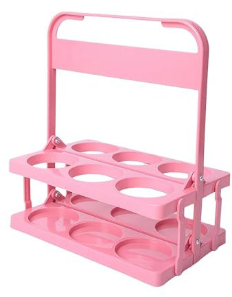 Getränkeflaschenhalter, faltbar, tragbar, mit Griff, 6 Löcher, Bierflaschenhalter, Trinkflaschen-Organizer, Flaschenhalter (Rosa)