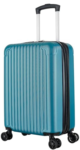 R.Leone Valigia 55x35x25 cm Trolley Bagaglio a Mano 2 Ruota in ABS Air Asia Air France ita airways KLM 318 (Verde Scuro, Valigia 55x35x25 cm)
