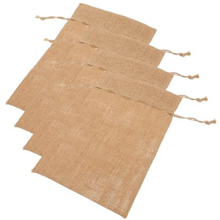 PartyKindom 4stücke Jutebeutel mit Kordelzug Handgefertigte Geschenktüten aus Naturjute für Süßigkeiten Snacks und Kleine Gegenstände Wiederverwendbar für Feiertage und Geburtstage
