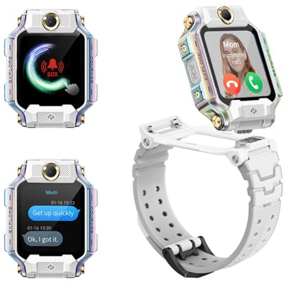 imoo X10 Kids Smart Watch for Boys with GPS Tracker,5+8MP,Detachable, White | Smart Watch for Kids, 1 + 32GB,4G HD Video Call,1.6,Anti-Shake,10 Sport Models,IP68 Swimming Waterproof,14 Days Tracker, SOS