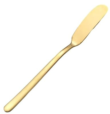 Omengyan Cheese Spreader Stainless Steel Butter Knife Small Sandwich Condiment Jam Bread Cream Canape Knives Spatula 6.5-inch cheese knife small knife butter curler [gold]