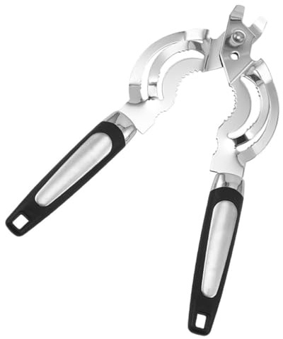 SUPVOX Abrelatas Manual Multifuncional de Acero Inoxidable, Abridor de Tapa Portátil y Abridor de Botellas Compacto Negro, Seguro y Ligero para Tarros de Cristal y Latas en Cocina
