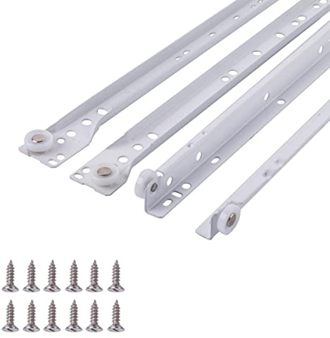 South Main Hardware SLIDE-R-12 12 Bottom-Mount Drawer Slide Kit, Steel Tracks, 1.2 mm Thick, 1-Pair, White Powder Coat Finish, 2-Pack, 12 Inch