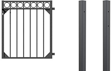 Alberts 510152 Einzeltorset Circle, zum Einbetonieren | verschiedene Höhen - wahlweise in verschiedenen Farben | anthrazit | Höhe 100 cm | Breite 1 m