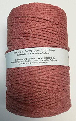 Makrameegarn Makramee Baumwollgarn Bastelgarn altrosa (rosa) 200 Meter 4 mm