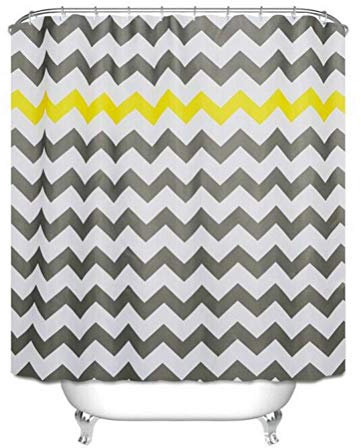 Chrasy Duschvorhang aus Stoff Wasserdichter Duschvorhang Anti-bakterieller Textil Duschvorhang in der Größe 180 cm x 180 cm Polyester (Gelb)