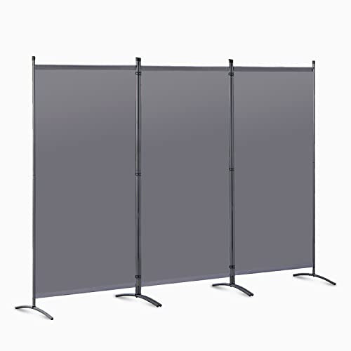 Angel Living Paravent 3 Panels Foldable Room Divider Freestanding Screening Wall Room Divider Partition for Offices, Balcony, Bedroom, Outdoor Garden 243 x 169 cm Grey