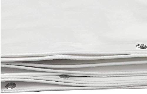 GJSN Groß Heavy Duty Persenning Patiomöbeln Abdeckungen, Heavy Duty Wasserdicht Pvc Tarp Mit Tüllen Und Gegurtet Rand, Weiß, 600 G/M² Tarpaulin Wasserdichter Heavy Duty,2X3M