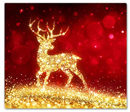 Tulup Tabla De Cortar Protección de Encimeras Protección de inducción 60x52cm Regalo Navidad Decoración Cocinando Cocina Vidrio Templado - Decoración navideña de oro.