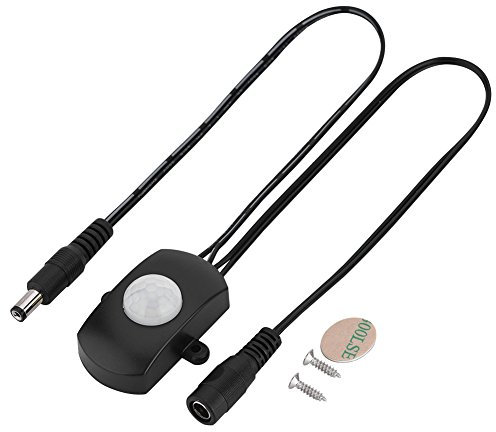 6V 24V Bewegungssensor Detektor Lichtschalter, 5A 12V PIR Sensorschalter mit Einstellbarer Verzögerungszeit, für LED Beleuchtung, Automatischer Schalter(Schwarz)