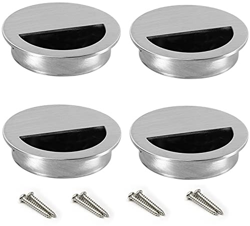 LEZED Manijas de Acero Inoxidable para Puertas Empotradas Redondo Tirador Empotrado Puerta Corredera Manijas Ocultas para Puertas Armarios Cajones Correderas Cocina Ø50mm 4 piezas