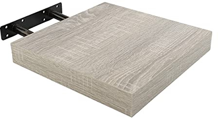 H HANSEL HOME Vägghylla 25 x 25 x 4 cm, ekgrå, hyllor, vägghyllor, vägghyllor, osynligt fäste