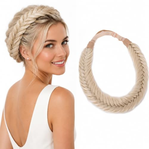 CAISHA Zopf Haarteil Haarband Stirnband Geflochten Platinblond HZ304