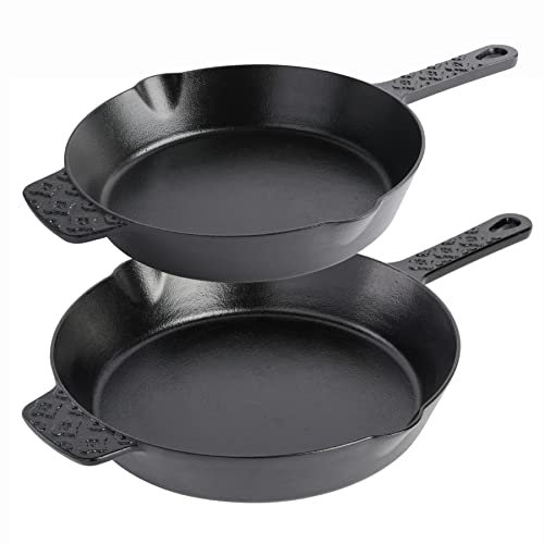SPICE BY TIA MOWRY Savory Saffron - Juego de sartenes de hierro fundido (25,4 cm y 30,5 cm)