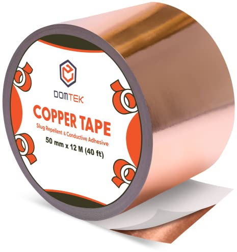Copper Tape Slug Repellent - Double-Sided Conductive Adhesive, 50mm Wide, 12.2m Roll for Shielding, Guitar Repairs, Grounding, Paper Circuits, Stained Glass, DIY Crafts