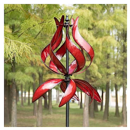 Winwindspinner Large Garden Wind Spinner - Tulip Outdoor Yard Wind Sculptures & Spinners, Garden Decor Gift Ideas for Mother, Birthday, Housewarming (Dia19 x H87”)