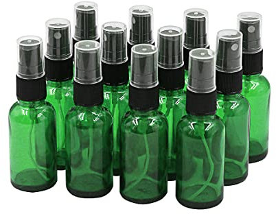 Topsky 12 Pezzi 30 ml flacone spray vuoto, in vetro resistente ai raggi UV con nebulizzatore fine, ideali per oli essenziali, profumi (Verde)