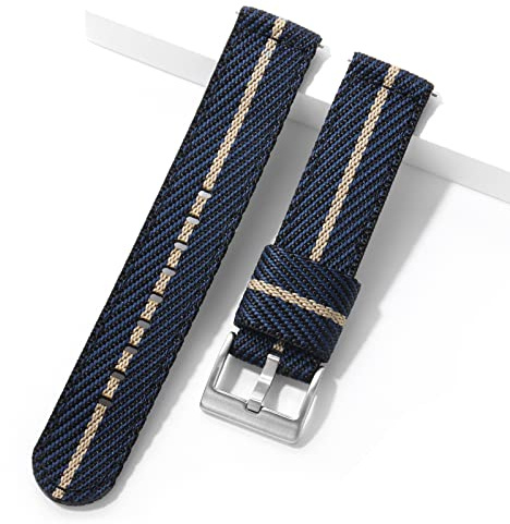 TACTICAL FROG 20mm 22mm Fast Release Nylon Watch band with Stainless Steel Buckle, Two-Piece Waterproof Nylon Watch Strap for Men & Women… (Bluekhaki, 20mm)