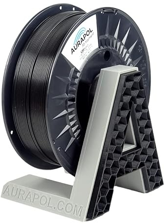 AURAPOL Filament 1.75 PLA HT, Spezielle Art von PLA Filament mit hoher Dichte, 1 kg 3D Drucker Filament - Einfaches Drucken bei Temperaturen von 210 °C bis 250 °C, Premium 3D Filament, Schwarz