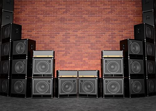 CORTOTO 2,5x1,8m stoff Musik-Thema Hintergrund Red Brick Wall Music Sound Speakers Photo Hintergrund Fotografie Adults Kids Birthday Baby Shower Newborn Women Wedding Foto Booth Requisiten