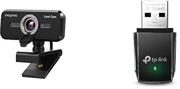 Creative Live Cam Sync 1080p V2 Webcam, Fonction Muet Automatique et Réduction du Bruit, Clé WiFi AC1300 Mbps TP-Link