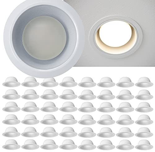PROCURU [48-Pack] 6 Inch Baffle Metal Recessed Ceiling Can Light Trim Cover for R30/38/40 Flood Lights- Trims ONLY, Bulbs NOT Included